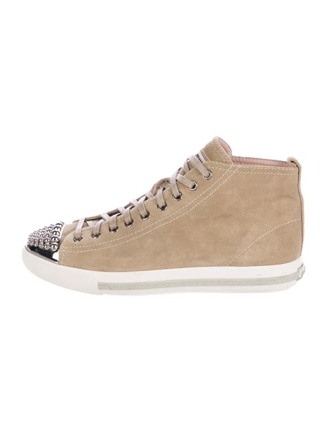 miu miu hi top suede trainers|miumiu sneakers for women.